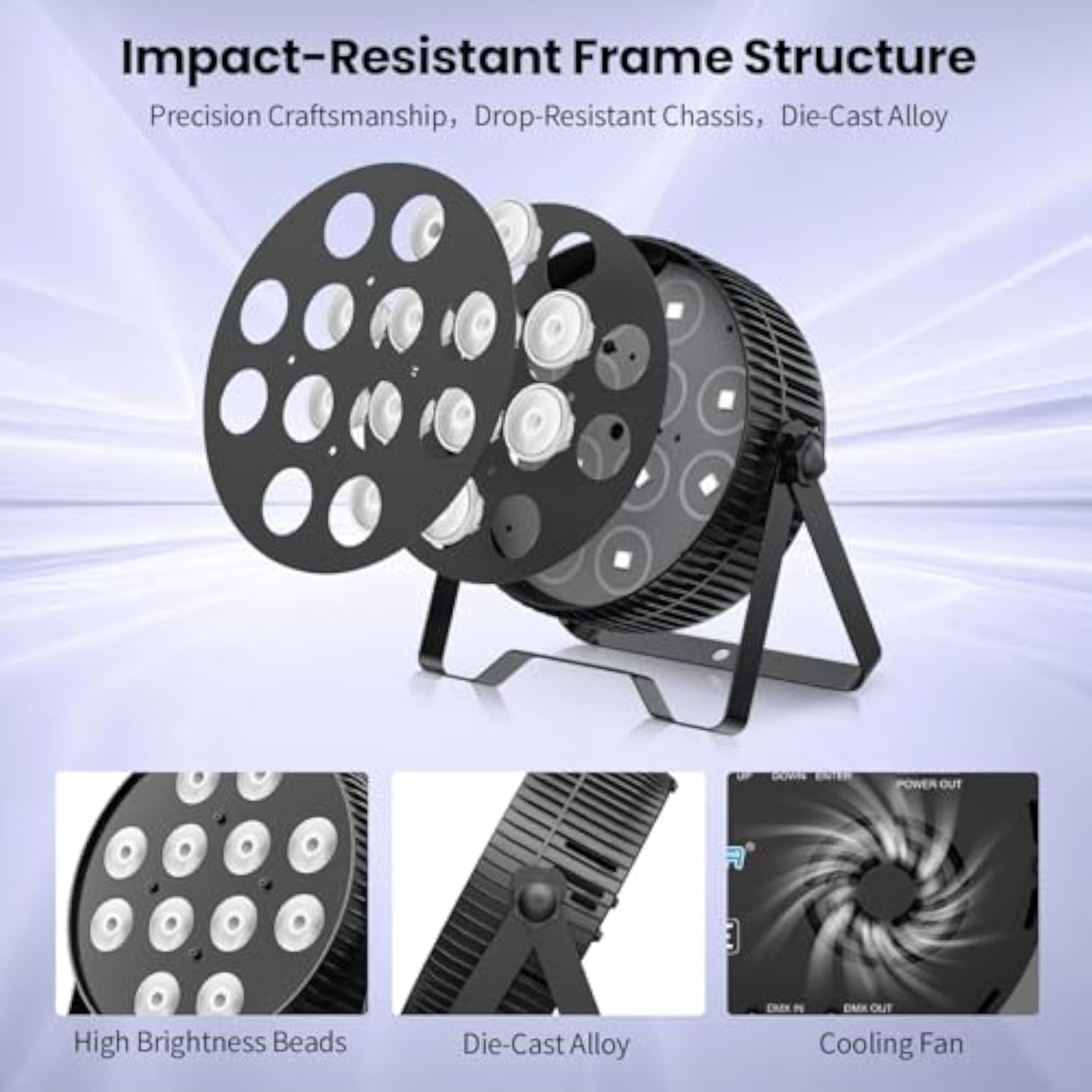 Led Stage Lights, 12X18W Dj Par Light, Rgb+Lime+Amber+Uv 6-In-1 Wash/Strobe Effect Stage Lighting, Dmx512/Sound Activated Uplighting Lights For Dj, Parties, Concerts, Bars, 4-Pack