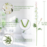 6Pcs White Delphinium Artificial Flowers, Long Stem Faux Larkspur Silk Flowers, 33.5" Bendable Fake Flowers Bouquets For Tall Vase Table Kitchen Home Offices Garden Wedding Decor