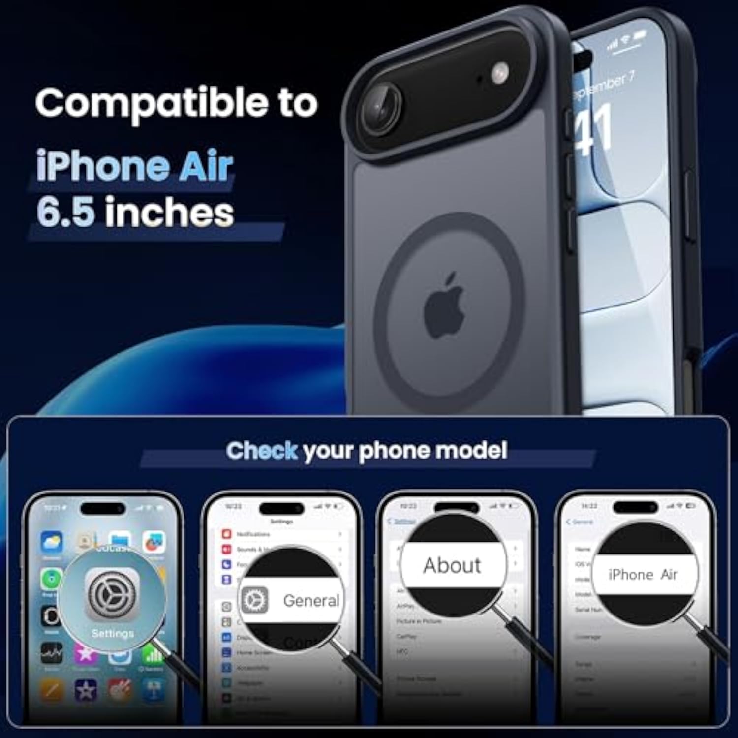 Matte Black Magnetic Case for iPhone Air 6.5 inch