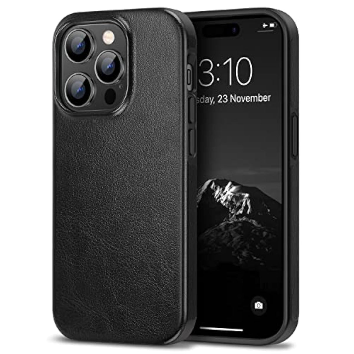 Compatible With Iphone 14 Pro Case Premium Leather Tpu Hybrid Case (Black)