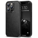 Compatible With Iphone 14 Pro Case Premium Leather Tpu Hybrid Case (Black)