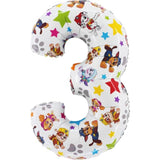 26 Inch Paw Patrol Number Foil Balloon - Kids Party Balloons - Number 1-6 Available (Number 3)