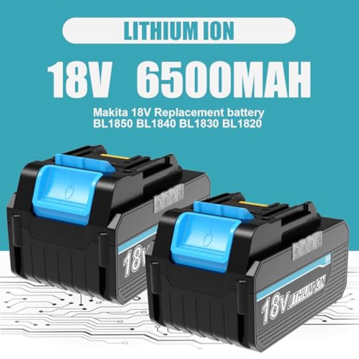 2 Pack 18V 6500Mah Replacement For Makita 18V Battery And 14.4V-18V Replacement Charger For Makita Dc18Rc Compatible With Lxt Li-Ion Battery Bl1860 Bl1850 Bl1840