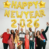 Happy New Year 2026 Balloons Banner - 16 Inch Gold Letter And Number Foil Balloon - Happy New Years Balloons For Nye Decorations 2026 - Nye Party Supplies