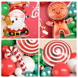 Christmas Balloon Garland Arch Kit, Christmas Balloon Arch with Metallic Green Red White Latex Balloons Snowflake Santa Foil Balloons Candy Cane for Xmas New Year Party Decoration