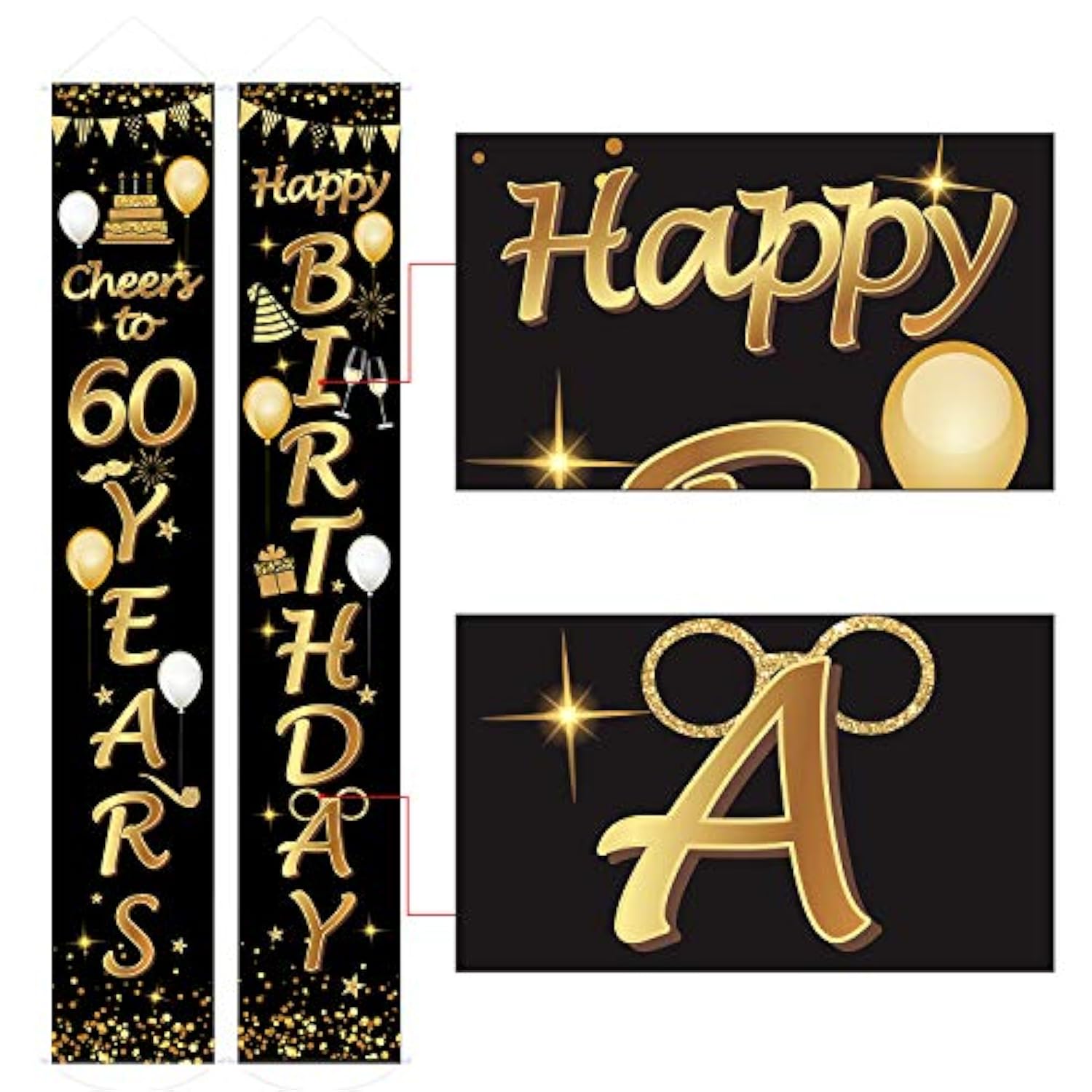 2pcs 60th Birthday Porch Banners – "Cheers to 60 Years" Welcome Signs for Party Decorations