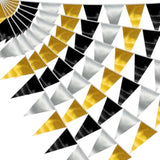 130ft Black Gold Silver Triangle Pennant Banner for Christmas Graduation & NYE