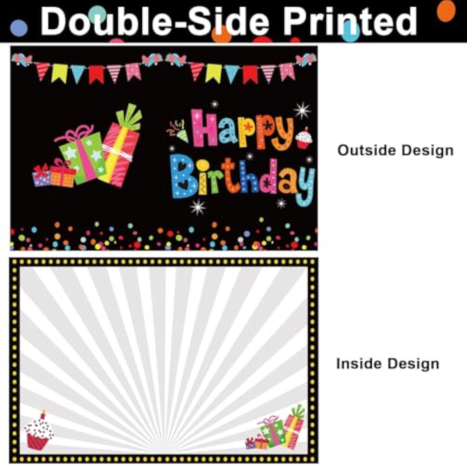 Jumbo Birthday Card Giant Guest Book Black Happy Birthday Party Decorations Supplies Gifts For Coworker Teacher Boys Girls -Large 14 X 22 Inches