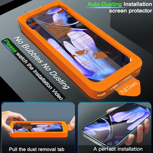 [Auto-Dust Removal] 3 Pack Screen Protector for Google Pixel 9 Pro XL [Phone Case Friendly], 3 Tempered Glass Camera Lens Protector Accessories,