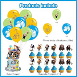 Inspired Birthday Decorations, Cartoon Game Party Decorations Include Happy Birthday Banner, Balloons, Cake Toppers And Cupcake Toppers For Boys Girls Party Decor