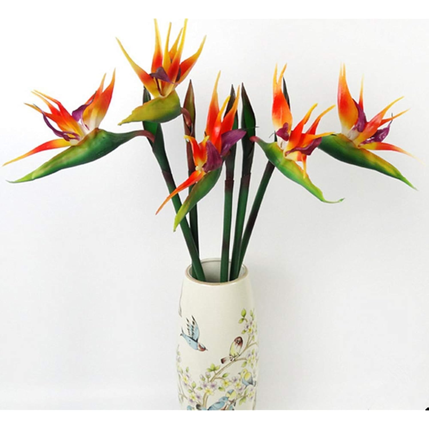 Large Bird Of Paradise 32 Inch Permanent Flower,Uv Resistant No Fade Flower Part Is Made Of Soft Rubber Pu,Artificial Flower Plants For Home Office 2 Pcs (Orange Red)