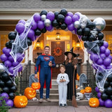 132Pc Black Purple Balloon Arch Kit 18 12 5In Metallic Silver Party Decor