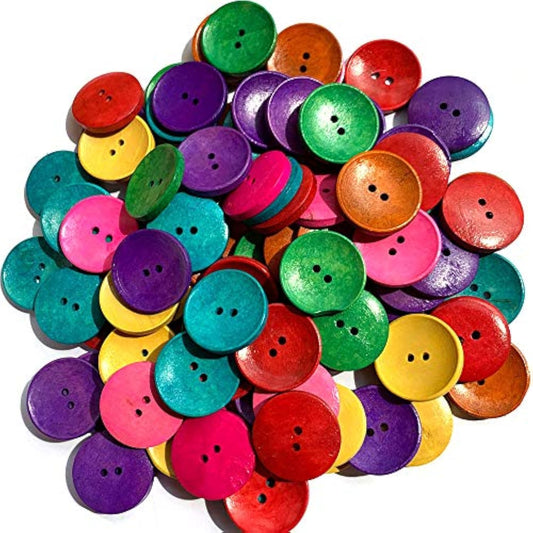 100Pcs/Pack Wood Colorful Buttons Natural Horn Shape 2 Hole Scrapbooki