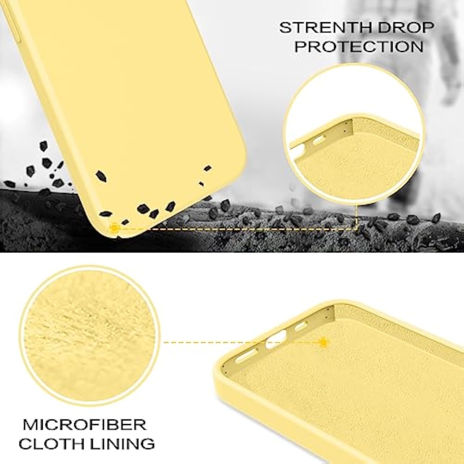 For Iphone 13 Mini Case, Iphone 13 Mini Phone Case, Slim Fit Liquid Silicone Soft Gel Rubber Anti-Scratch Shockproof Phone Cover With Microfiber Lining For Iphone 13 Mini 5.4", Yellow