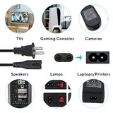 12Ft 2-Prong Power Cord - [Ul] Non-Polarized Nema1-15P To Iec-C7 - Replacement For Sony Playstation Ps5 Ps4 Slim Ps3 Xbox Series S X - Figure-8 Lg Samsung Tv Power Cable - 12-Feet