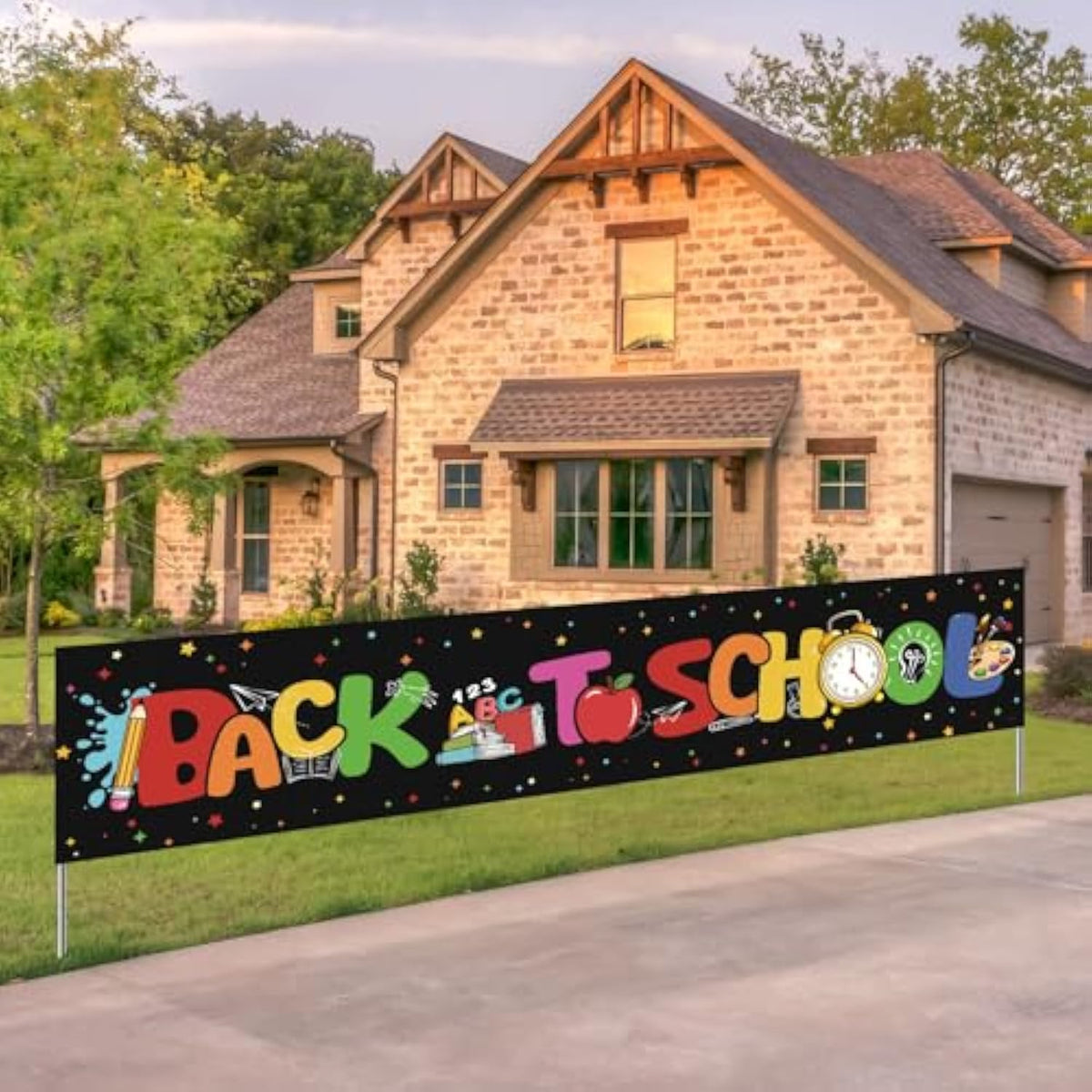 Back To School Yard Banner Welcome Back To School Party Yard Sign First Day Of School Classroom Hanging Decorations, 118 X 24 Inch