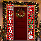 Merry Christmas Front Door Sign Red Buffalo Plaid Christmas Banner - Indoor/Outdoor Decorations