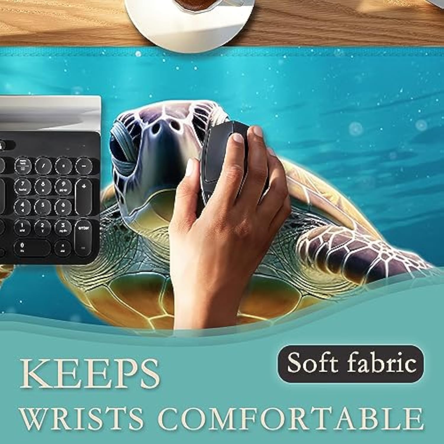 Sea Turtle Mouse Pad Large,Ocean Tropical Fish Desk Pad With Stitched Edges For Home Office Work Non-Slip Rubber Base Gaming Mouse Pad, Desk Mat, 31.5 X 15.7 In