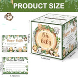51 Pcs Safari Diaper Raffle Box With Tickets Baby Shower Decorations For Boy, Jungle Diaper Raffle Cards Box Baby Shower Decorations Games Kit