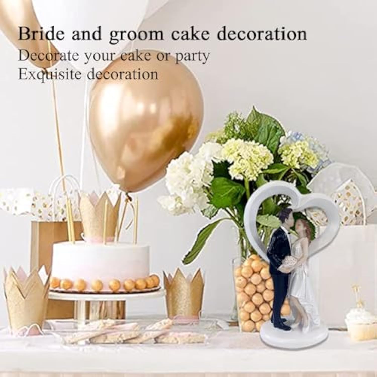 4.5" Wedding Cake Toppers Bride And Groom Figures Ornament Toy Gifts Party Decor