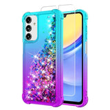 Galaxy A15 5G Case with HD Screen Protector Gradient Glitter Floating Teal/Purple