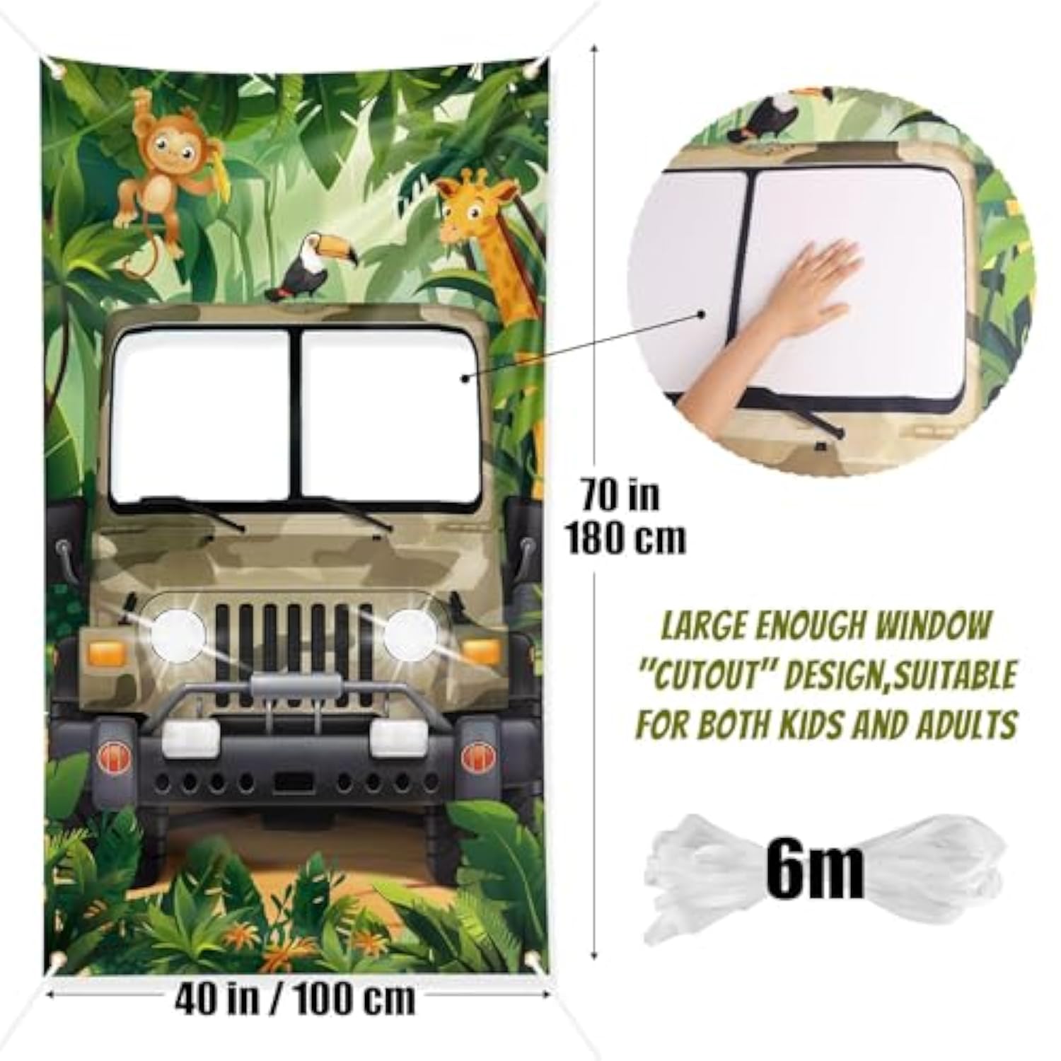 Jungle Safari Photo Prop Fabric Backdrop Door Banner 40x70 Party Decor