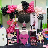 Valentine'S Day Black And Hot Pink Balloon Garland Kit 160 Pcs Rose Re