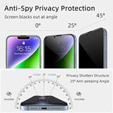 Privacy Screen Protector For Iphone 13/13 Pro/14 [2-Pack][6.1 Inch] Display Tempered Glass Film With Easy Installation Frame, Ultra Hd, 9H Hardness, Scratch Resistant, Case Friendly