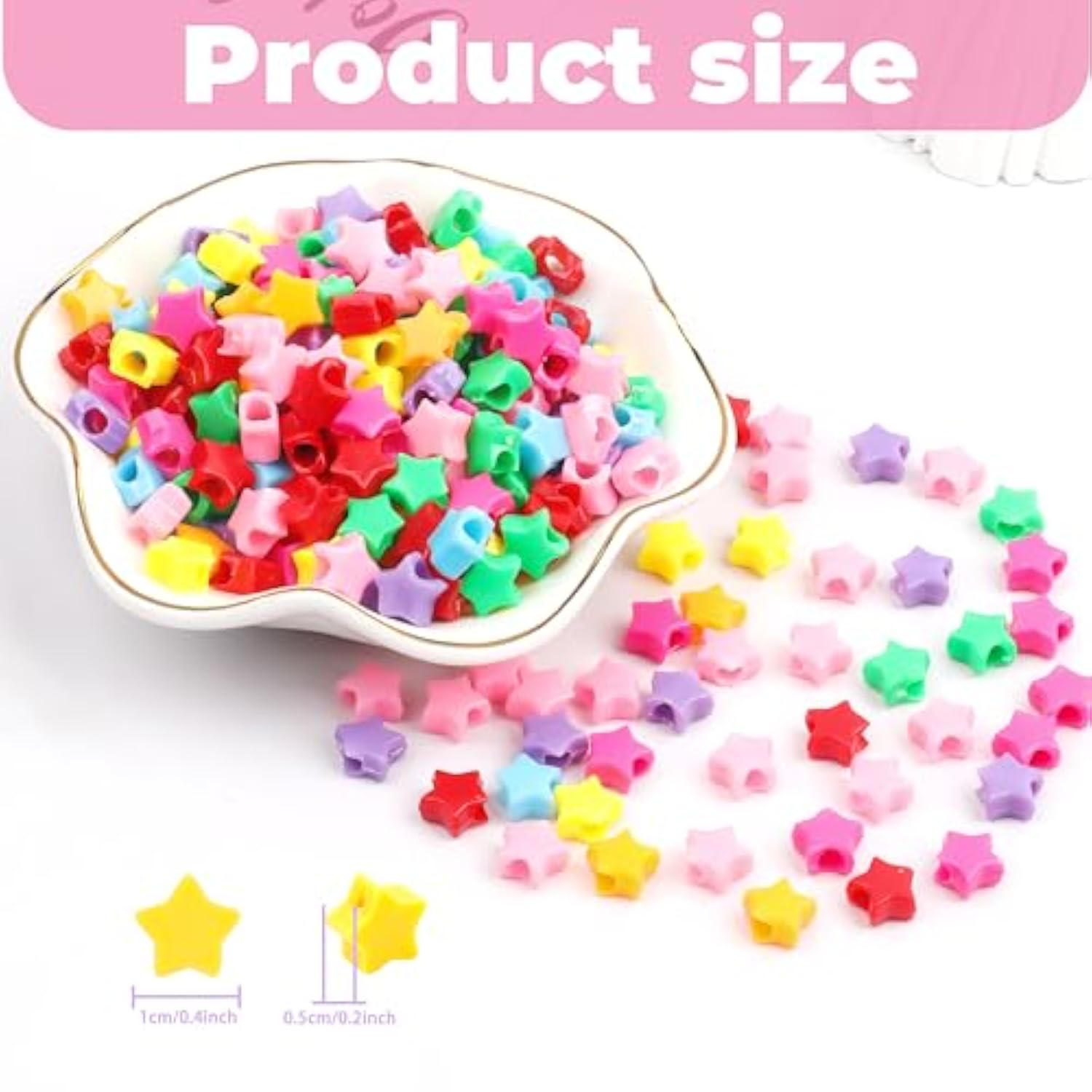 1000 Rainbow Star Pony Beads: DIY Jewelry & Decor