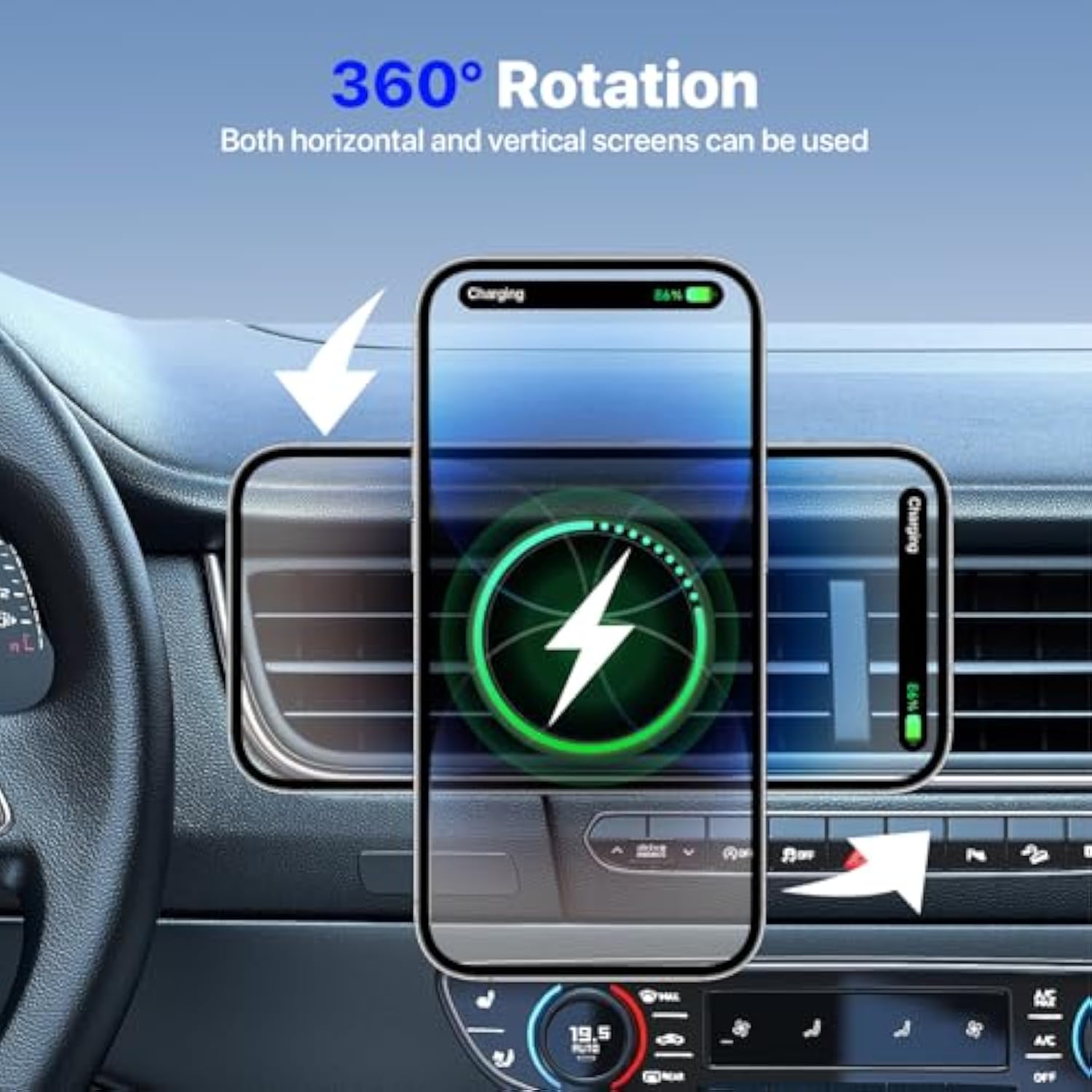For 15W Magsafe Car Mount Charger,Magnetic Wireless Car Charger For Iphone 16/15/14/13/12 Series, Auto- Magnetic Tight Phone Holder With Fast Charging, Secure Air Vent, 360° Adjustable,(A10K)