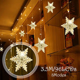 Snowflakes Led Curtain Lights, 13Ft/4M 96 Led Snowflake String Lights, Christmas Snowflakes Lights, 8 Lighting Modes, Wa