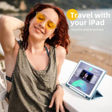 Case Compatible With 10.2 Inch 2021/2020/2019, For 9Th/8Th/7Th Generation Case With Pencil Holder, Protective With Soft Tpu Back, Auto Sleep/Wake Cover, Sky Blue