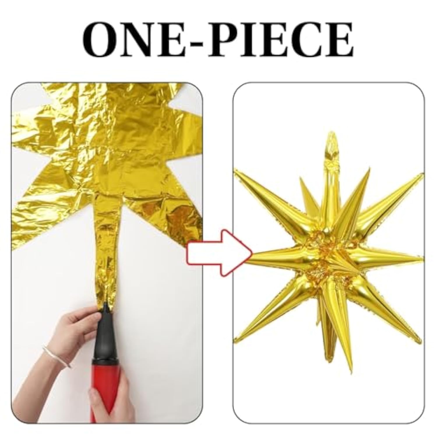 12pc Gold Star Explosion Balloons Large Spike Mylar Cone Party Decor