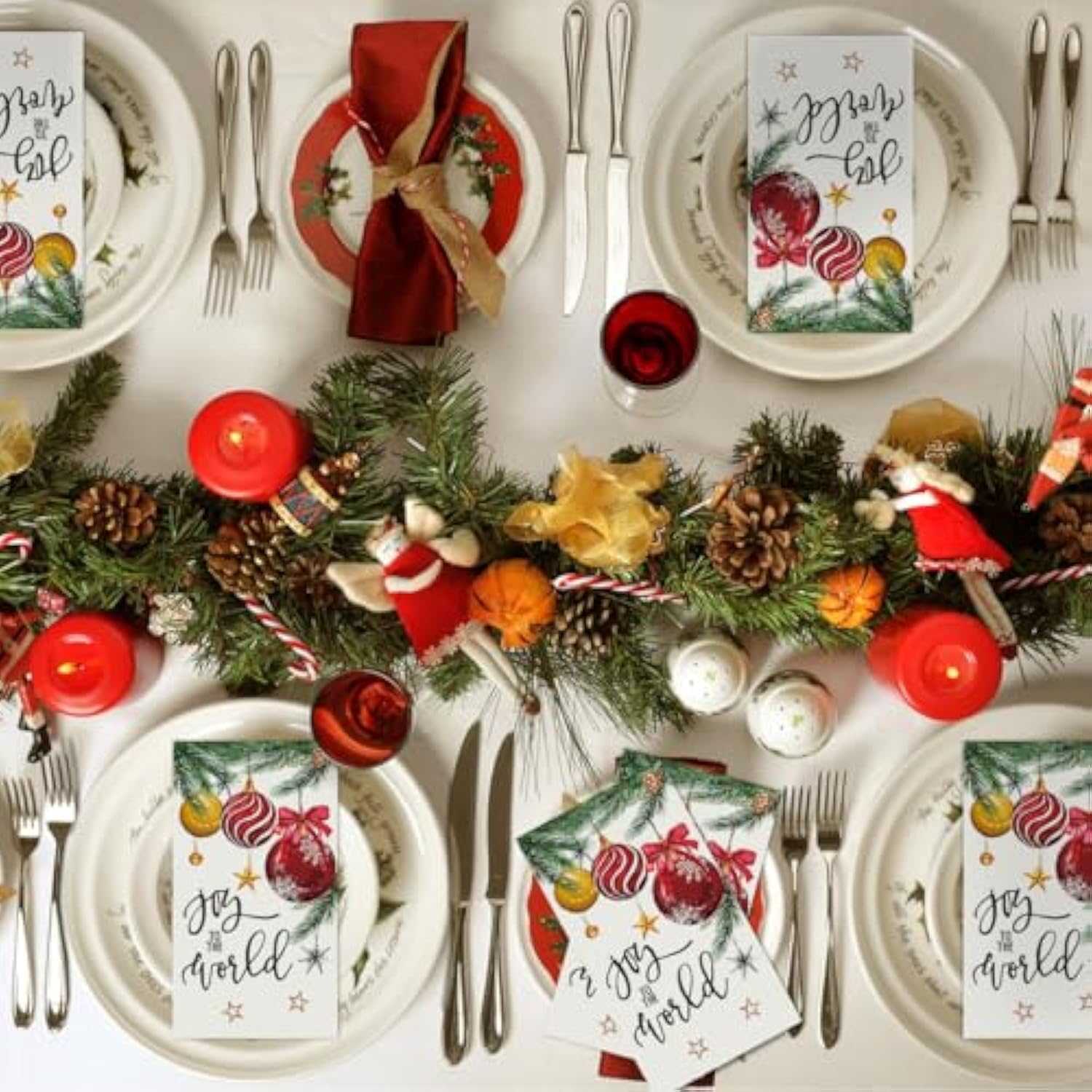 100 Christmas Disposable Paper Decorative Guest Napkins, Xmas Balls For Party Lunch Dinner Kitchen Bathroom