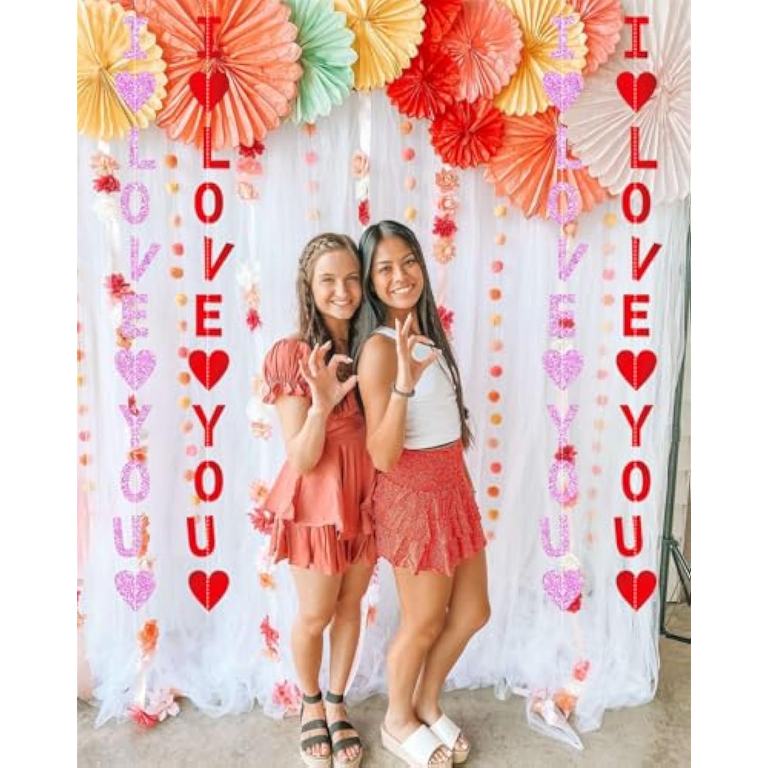 8 Pack I Love You Heart Garland Banner