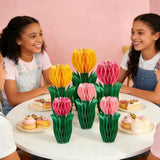 8 Pcs Tulip Flower Centerpieces For Tables,Spring Party Decorations For Office,Garden Paper Flower Tulip Honeycomb Decor Spring Home Decoration Pink Yellow Flower For Mother Day.