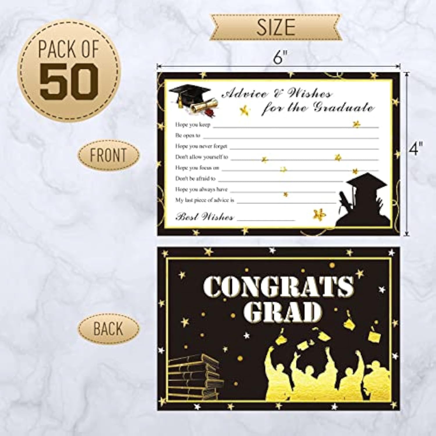 Graduation Advice Cards - 50-Pack Graduate Party Supplies 2026 Advice For The Graduate Graduation Decorations Party Favors Table Games Personalized Graduations Cards