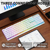 M104 Rgb Wireless Keyboard, Low-Profile Silent Membrane Keys, 2.4G Bluetooth Usb Wired, Spill-Resistant, Rechargeable Full-Size 104-Key Keyboard For Pc Mac, White