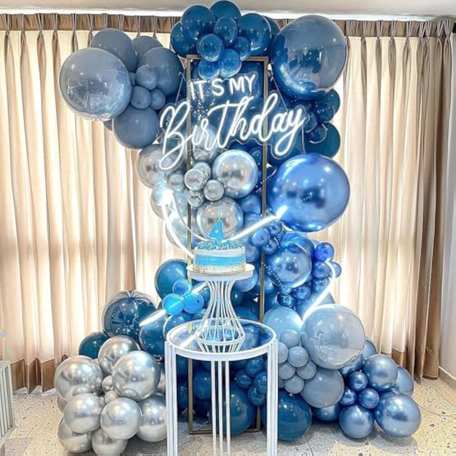 Metallic Blue Balloons Arch Kit, 100 Packs Different Sizes 12 10 5 Inches Blue Balloon Garland Arch Kit, Chrome Blue Balloons For Graduation Baby Shower Birthday Wedding Decoration