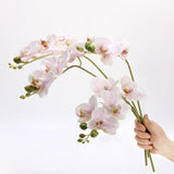 4-Pcs Artificial Flowers Real Touch Latex Phalaenopsis 17.7Inch Artificial Orchid Stem Bouquets For Wedding Party Home Garden Decor,Light Pink
