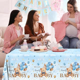 Bear Baby Shower Tablecloth-3 Pack Neutral Baby Tablecloth Balloons Bear Baby Shower Decorations For Boy Gender Reveal Party Decor 51 X 87 Inches