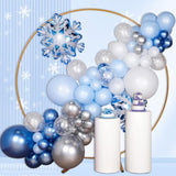 Frozen Balloons Arch Garland Kit Winter Princess Party Decorations Wonderland Blue Silver White Snowflake Balloons Winter Ice Princess Birthday Balloons For Girl Frozen Birthday Party Decorations