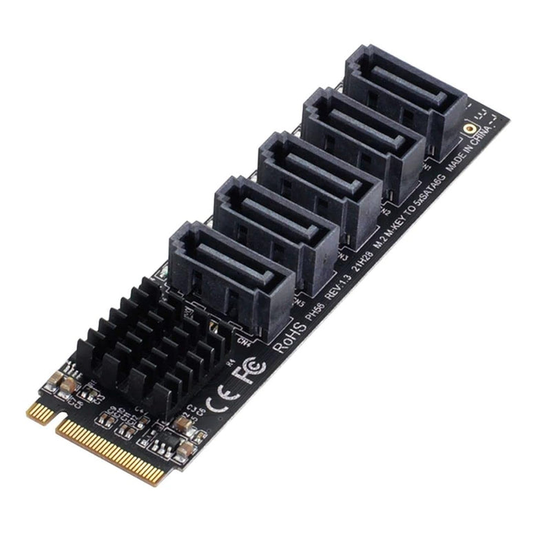 Cy M.2 Ngff Nvme M-Key Pci Express To Sata 3.0 6Gbps 5 Ports Adapter Converter