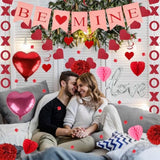 Valentines Day Decorations Set - 25 Pcs Valentine Decorations Kit With Be Mine Love Heart Xo Garlands Banner Hanging Swirls Valentines Decor For Home Office Wedding Anniversary Birthday Party Supplies