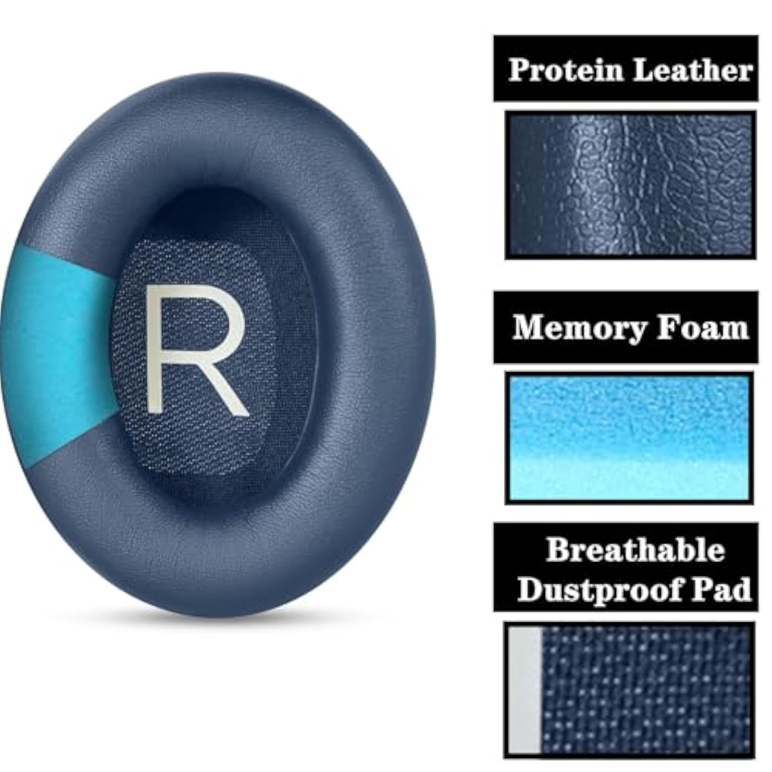 Nc700 Replacement Earpads Compatible With Bose 700 Nc700 Wireless Headset, Ear Pads Cushions With Softer Memory Foam High Density Noise Cancelling Foam, Added Thickness-Blue