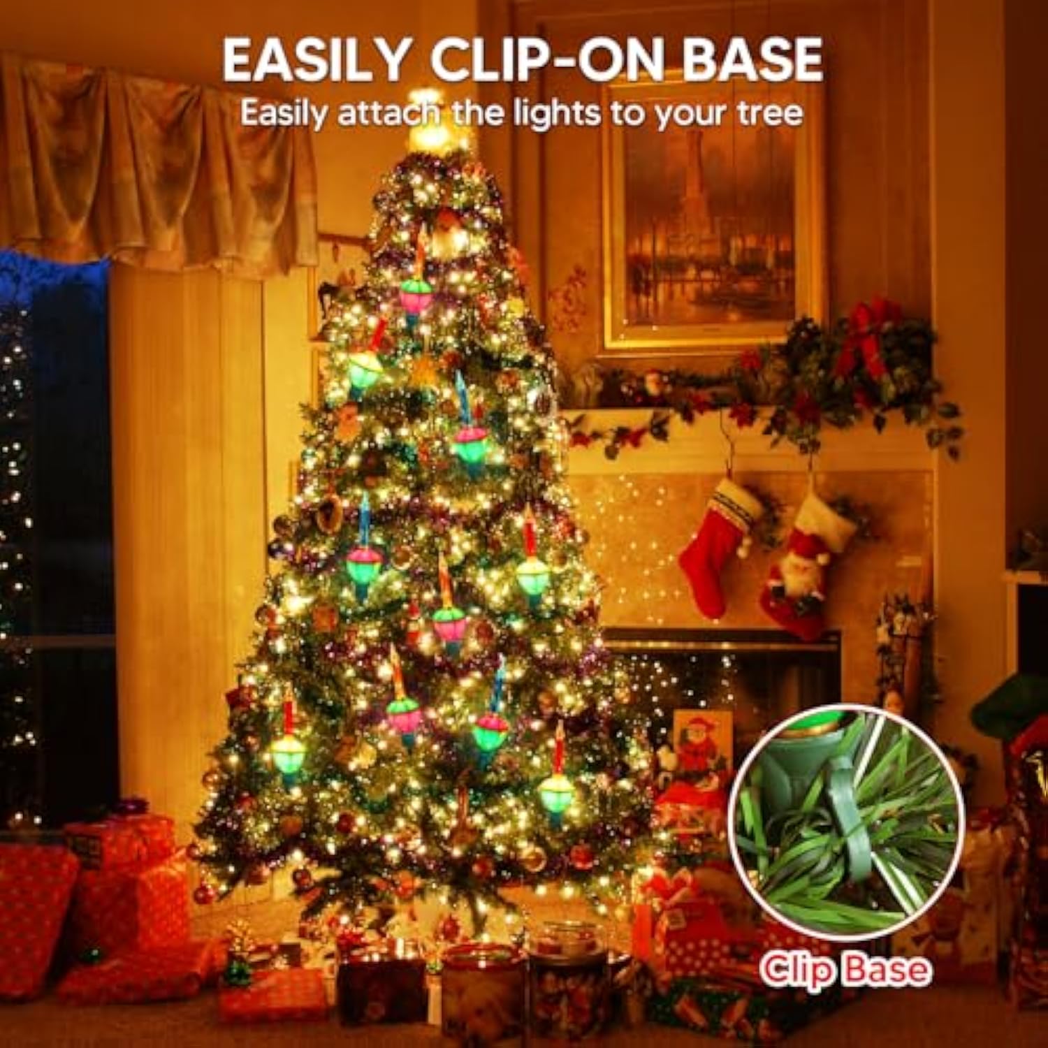 1Pack Christmas Bubble String Lights With 10 Light Bulbs And Outlet, 10Pcs Multicolor Bubble Lights Bulbs 2Fuse C7/E12 B