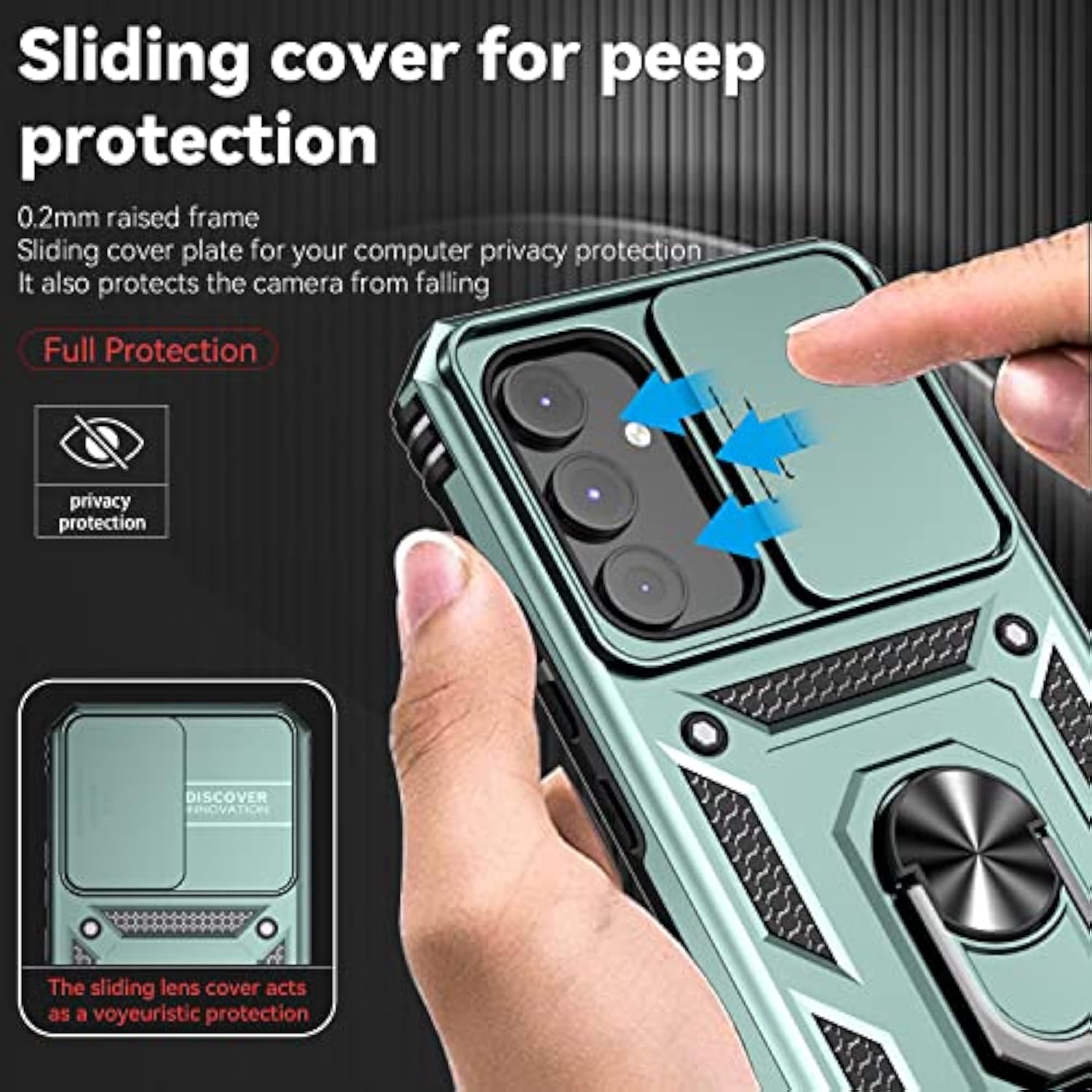 Phone Case For Samsung Galaxy A54 5G Case With Hd Screen Protector & Slide Camera Cover & Kickstand, Samsung A54 5G Case [Military-Grade] Phone Case For Samsung Galaxy A54 5G (Green)