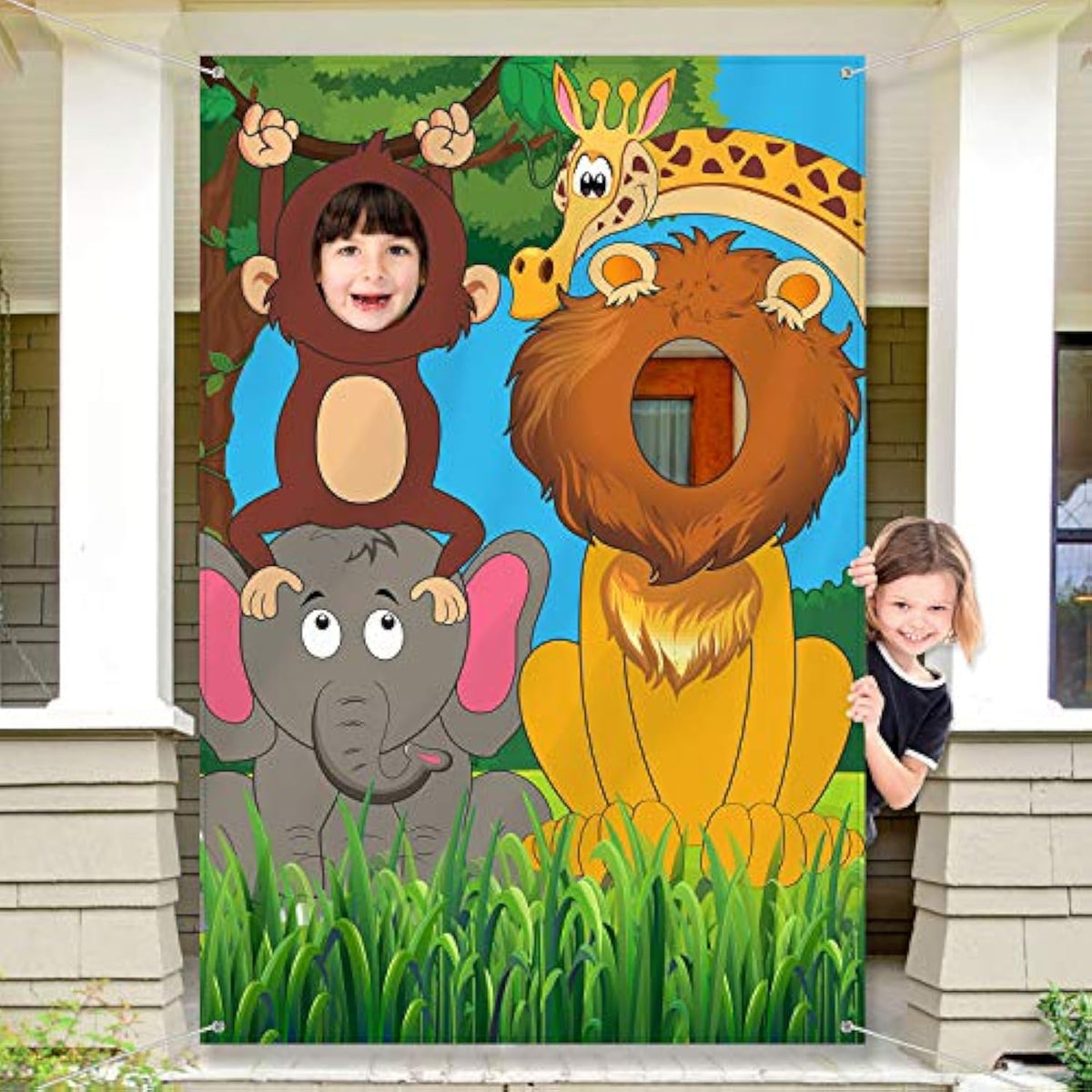 Jungle Safari Photo Prop Animals Backdrop 59×39.4 Wild One Birthday Decor
