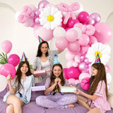 139 PCS Pink Cat Balloon Garland Kit with Flowers for Birthday & Baby Shower
