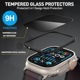 2-Pack For Apple Watch Ultra/Ultra 2 49Mm Privacy Screen Protector, [Anti-Peeping] Tempered Glass Ultra-Thin Full Coverage Protective Film -Black+Titanium